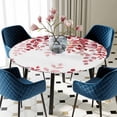 thumbnail image 5 of Elastic Fitted Round Tablecloth, Red Eucalyptus Leaves Waterproof Stretch Table Cover for 36"-44" Tables, Summer Botanical Weeping Washable Outdoor Tablecloths for Patio, Picnic, Camping, 5 of 9