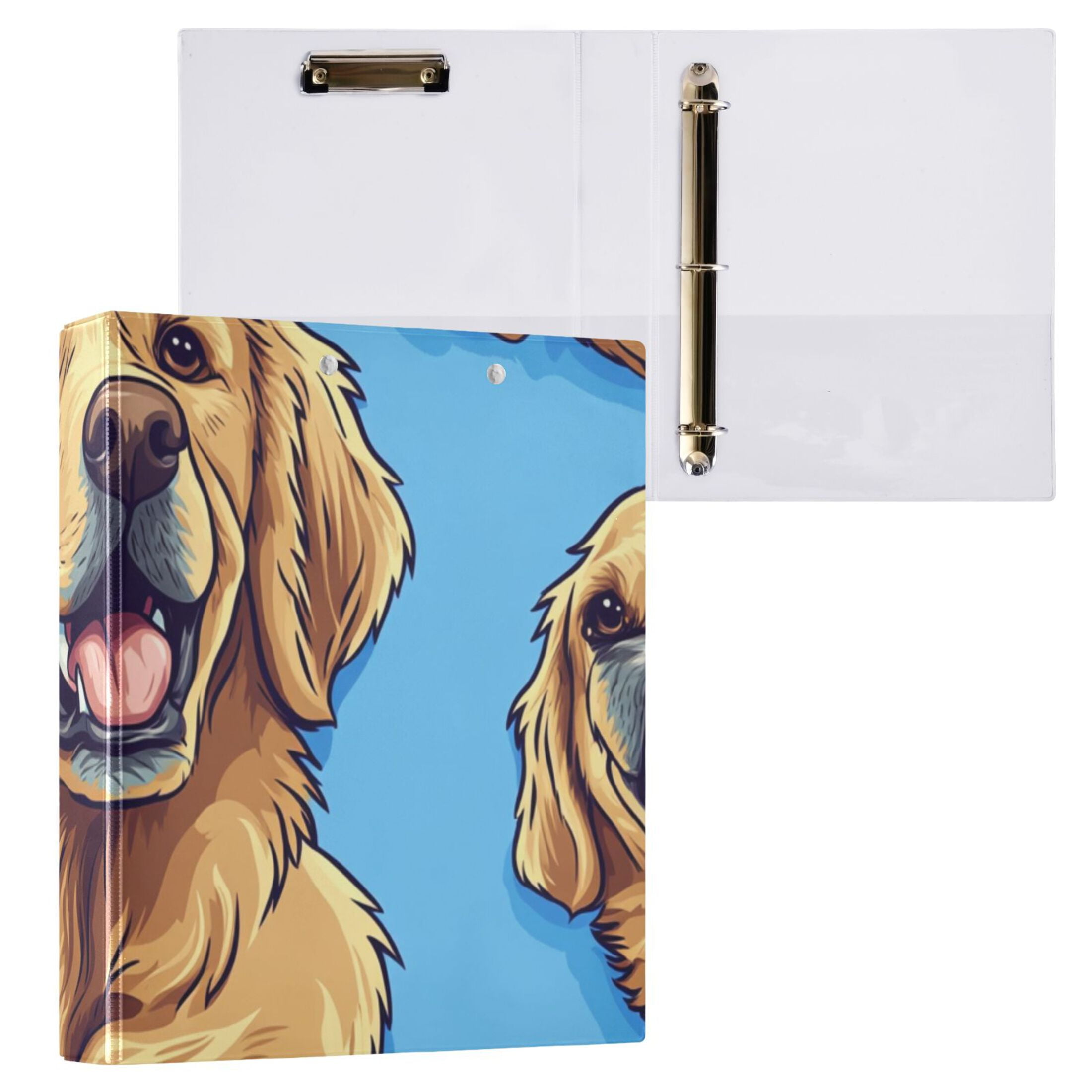 Dogs Face 3 Ring Binders 1.5 inch Hardcover File Folders with Interior Pockets A4 Size Organizer for School Office Hospital