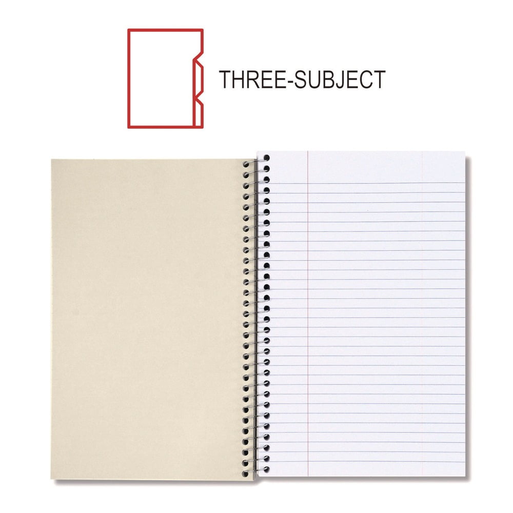 9.5 in. x 6 in., 3 Subjects, Medium/College Rule, Wirebound Notebook - Assorted Color Covers (120 Sheets/Notebook, 4/Pack)