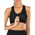 thumbnail image 2 of Women's Zip Front Closure Sports Bra Racerback Yoga Bras With Removable Pads Black S, 2 of 6