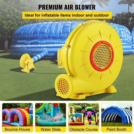 450W 0.6HP Air Blower, 1750Pa High-Power Bounce House Blower Fan, Portable Inflatable Pump for Bouncy Castles & Jump Slides, Commercial Grade, Yellow