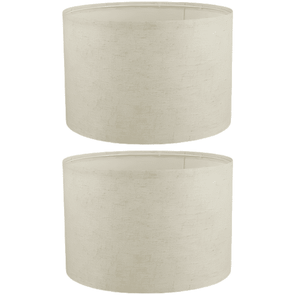 2 Pcs Linen Fabric Drum Lamp Shades Set, E27 Beige Cylinder Lampshade with Metal Frame, 11.8 x 7.9 in / 30 x 20 cm for Table Lamps, Floor Lamps, Hanging Light Fixtures