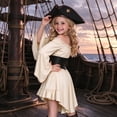 thumbnail image 7 of Pirate Dress Tween Bell Sleeves Dress for Girls with Corset Belt Flowy Fairy Outfits for Girl, 7 of 7