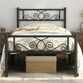 thumbnail image 1 of Fullfurnique Metal Platform Bed Frame with Scroll Headboard and Footboard, Twin, Black, 1 of 8