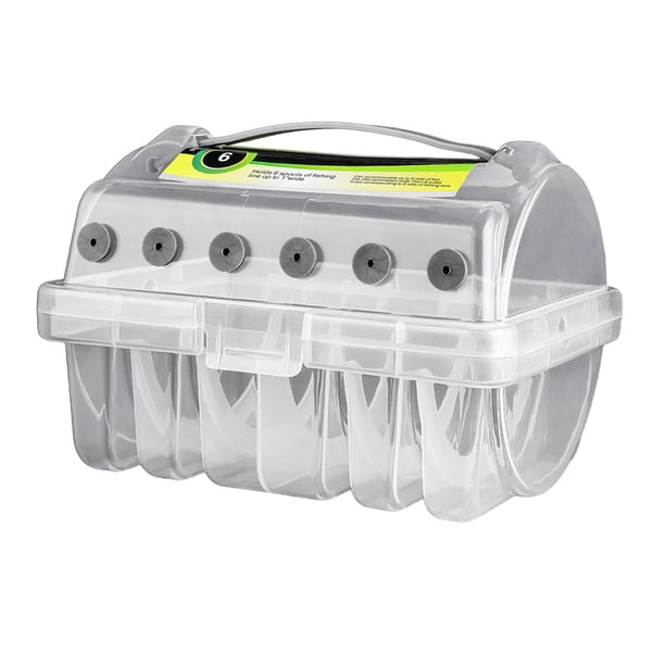 Caja de almacenamiento para sedal de pesca, caja de carrete de hilo, fácil de usar, con agujeros de silicona, portátil