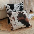 thumbnail image 4 of Fundas de almohada decorativas de 18 x 18 pulgadas, paquete de 2, suaves y acogedoras, de forro polar, para sofá cama, sofá, estilo rústico, piel de animal, negro y blanco, estampado., 4 of 4
