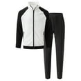 thumbnail image 5 of Bzhegqhd Men's Color Block Tracksuit Set Stand Collar Full Zip Long Sleeve Jacket with Pockets and Drawstring Elastic Waist Jogger Pants Two Piece Modern Streetwear Outfit, 5 of 5