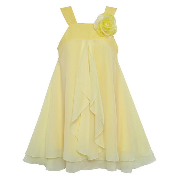 Girls Dress Sleeveless Halter Flower Multi Layer Chiffon 4