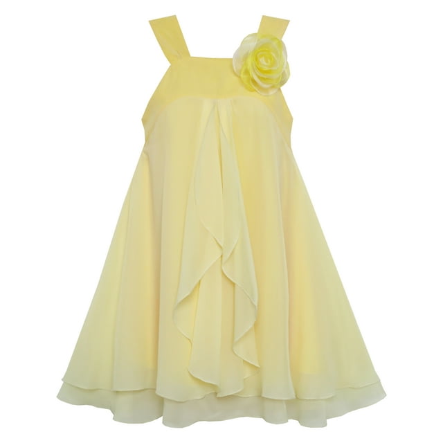 Girls Dress Sleeveless Halter Flower Multi Layer Chiffon 10 Years
