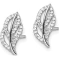 thumbnail image 2 of Sterling Silver Rhodium-Plated Polished Cz Leaf Post Earrings (13.8 X 7) Made In Thailand qe16540, 2 of 5