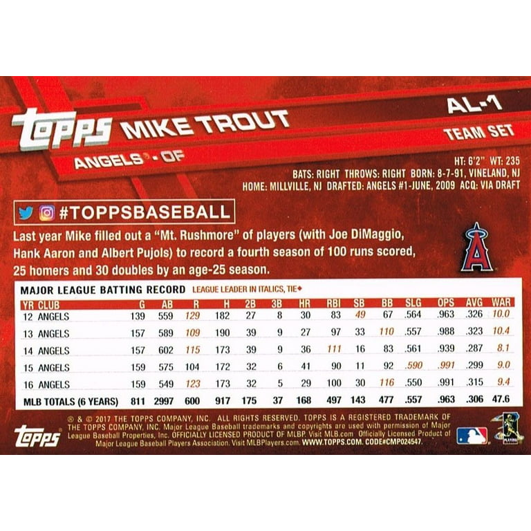Los Angeles Angels 2022 Topps Factory Sealed 17 Card Team Set