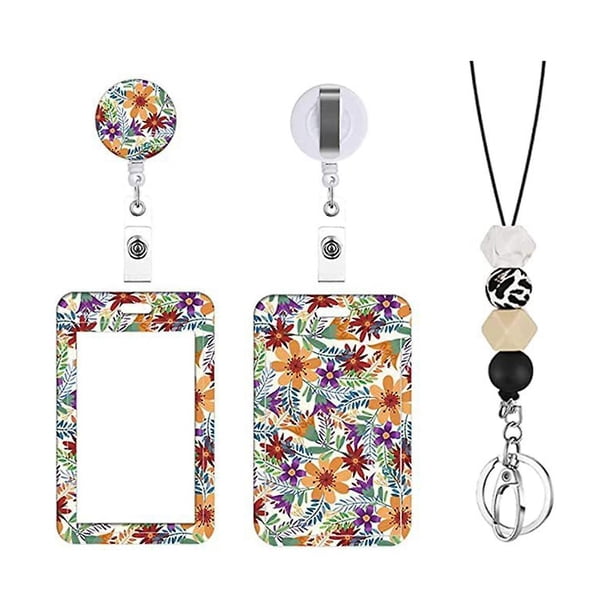 Bonitos cordones florales para porta credencial de identificación, porta credencial de identificación con cordón de cuentas, porta credencial de identificación para enfermera T