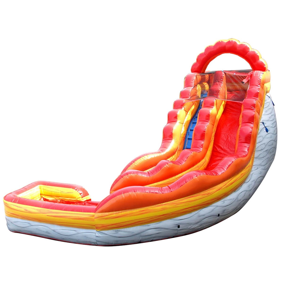 TentandTable Commerical Inflatable Water Slide, Fire Marble Wave Curved with Blower, 17 ft