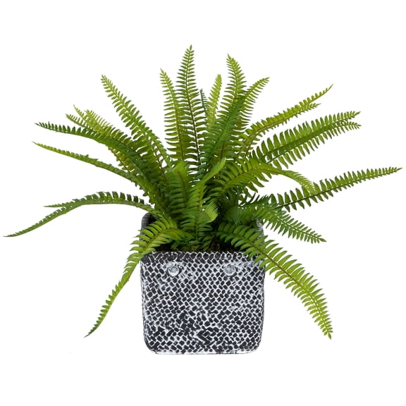 Northlight 20" Boston Fern Artificial Plant in Weathered Square Planter - Green/Gray