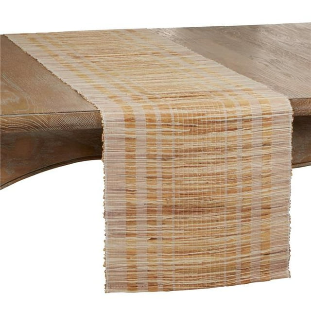 SARO 1702.W1472B 14 x 72 in. Oblong Water Hyacinth Table Runner with Striped Design