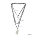 thumbnail image 3 of Collar con colgante de candado de luna JAMW cadena larga con personalidad capas punk para mujeres y niñas plata metal, 3 of 5