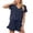 Navy, variant on MuXiKeJi Clothes Two Piece Sets for Women Summer Spring Travel Vacation Outfits Short Sleeve Lounge Sets Side Slit Wide Leg Pants S-3XL