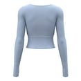 thumbnail image 4 of ZQUUVOU Women's Athletic Workout Tops Long Sleeve Round Neck Moisture Wicking Stretchy Shirts for Yoga Gym Light Blue, 4 of 9