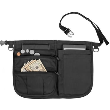 Smart Apron Mini Waist Apron (Black) 5 Pockets with Zippers & Adjustable Clip Belt For Kitchen Cooking Restaurants Waiters Servers BBQ