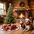 thumbnail image 6 of Christmas Tree Skirt 48 Inches Red Xmas Soft Cover Mat Decor Retro Xmas Tree Skirt for New Year Holiday Ornaments Indoor Outdoor Decorations (Snowman Pattern), 6 of 6