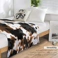 thumbnail image 5 of Cow Print Blanket Cozy Soft Lightweight Gifts Blanket for Kids Adults, Animal Skin Plush Flannel Throw Blanket for Sofa Couch Bed Decor Black Brown W60 xL80, 5 of 6