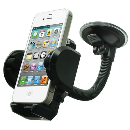 Cell Phone Holder - Mobile Phone Car Mount - 360 Degree Rotation Windshield Dashboard Cradle for GPS iPhone X 8 7 7Plus 6 6Plus 5S 5 5C Samsung Galaxy S7 Edge 6S (Best Windshield Mount For Iphone 5)