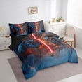 thumbnail image 3 of Castle Fairy Female Men Adults Tiger Animal Bedding Comforter Set 7 Pieces,Neon Light Lightsaber Full Bedding Set Lightweight,Video Game Fitted Sheet Flat Sheet,Super Cozy Room Decor,Reversible, 3 of 8