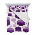 thumbnail image 7 of Purple Geometric Queen Size Down Alternative Comforter, Lightweight Comforter Quilt Bedding Set with Pillow Shams Gold White Hexagon Modern All Seasons Bed Comforter Duvet Insert 90"x96", 7 of 7