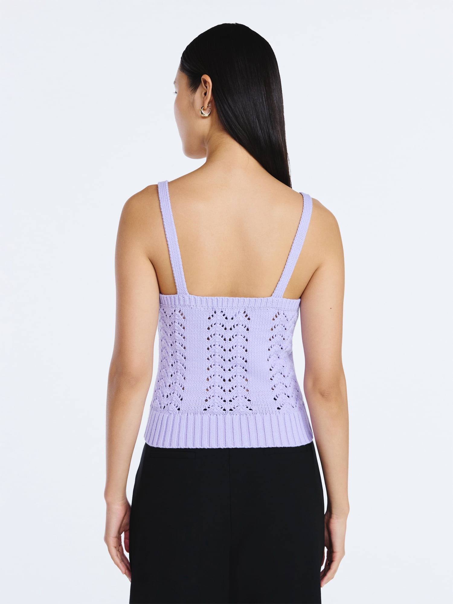 Scoop Women’s and Women's Plus Crochet Sweater Tank Top with Sweetheart Neck, Sizes XS-4X