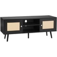 thumbnail image 1 of VEVOR Rattan TV Stand for 55" TV Entertainment Center with Rattan Door Black, 1 of 9