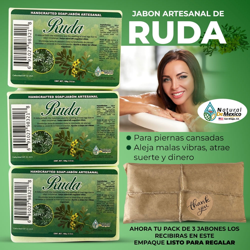 Jabón de Ruda en Barra Pack de 3, Rue Soap Organic & Natural