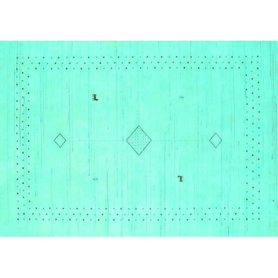 Ahgly Company Indoor Rectangle Solid Turquoise Blue Modern Area Rugs, 5' x 8'