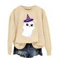 thumbnail image 4 of NMMUED Chandail d'Halloween pour Femmes, Chandails d'Automne pour Femmes, T-Shirts d'Halloween pour Femmes, Chandails Graphiques pour Femmes, Chandail d'Halloween avec Fantôme, Chandails à Col Rond pour Femmes, Beige P, 4 of 4