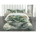 thumbnail image 2 of Ambesonne Eucalyptus Leaves Quilted Bedspread Set 3 Pcs, Rhombus Clouds, King Size, Grey Teal Earth Yellow, 2 of 4