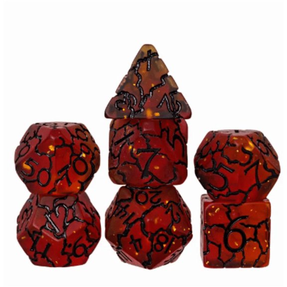 Amber Crackle Dice Set | Poly RPG DnD Dungeons Dragons AD&D Pathfinder d20