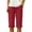 EK39_Red, variant on Bermuda Shorts for Women Knee Length Cotton Linen Elastic Waist Drawstring Shorts Summer Capris Pants with Pockets Khaki M