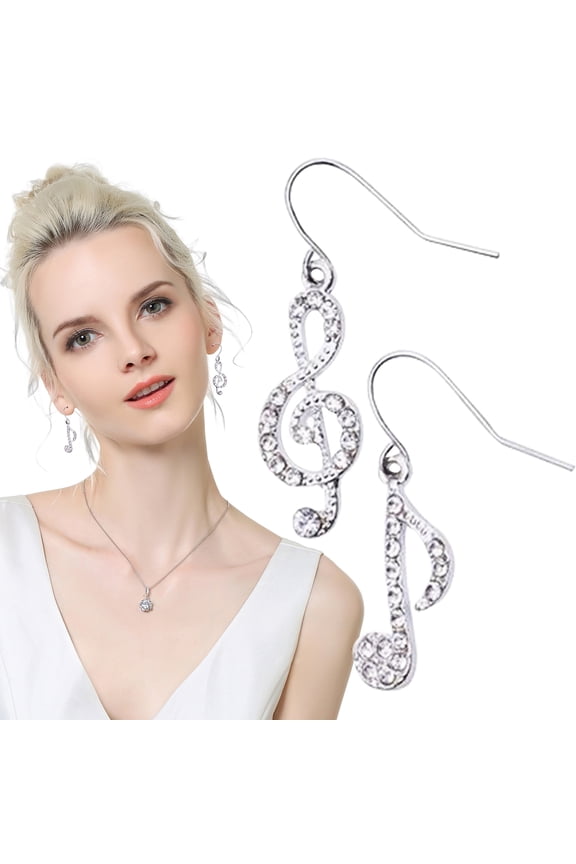 Asymmetric Music Note Stud Earrings Sparkling Treble Clef Dangle Jewelry Musical Accessories Gifts for Women Music Lovers Party