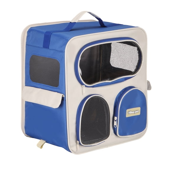 Uxcell Pet Portable Travel Backpack Carrier with Handle and Four Wheels, Dark Blue