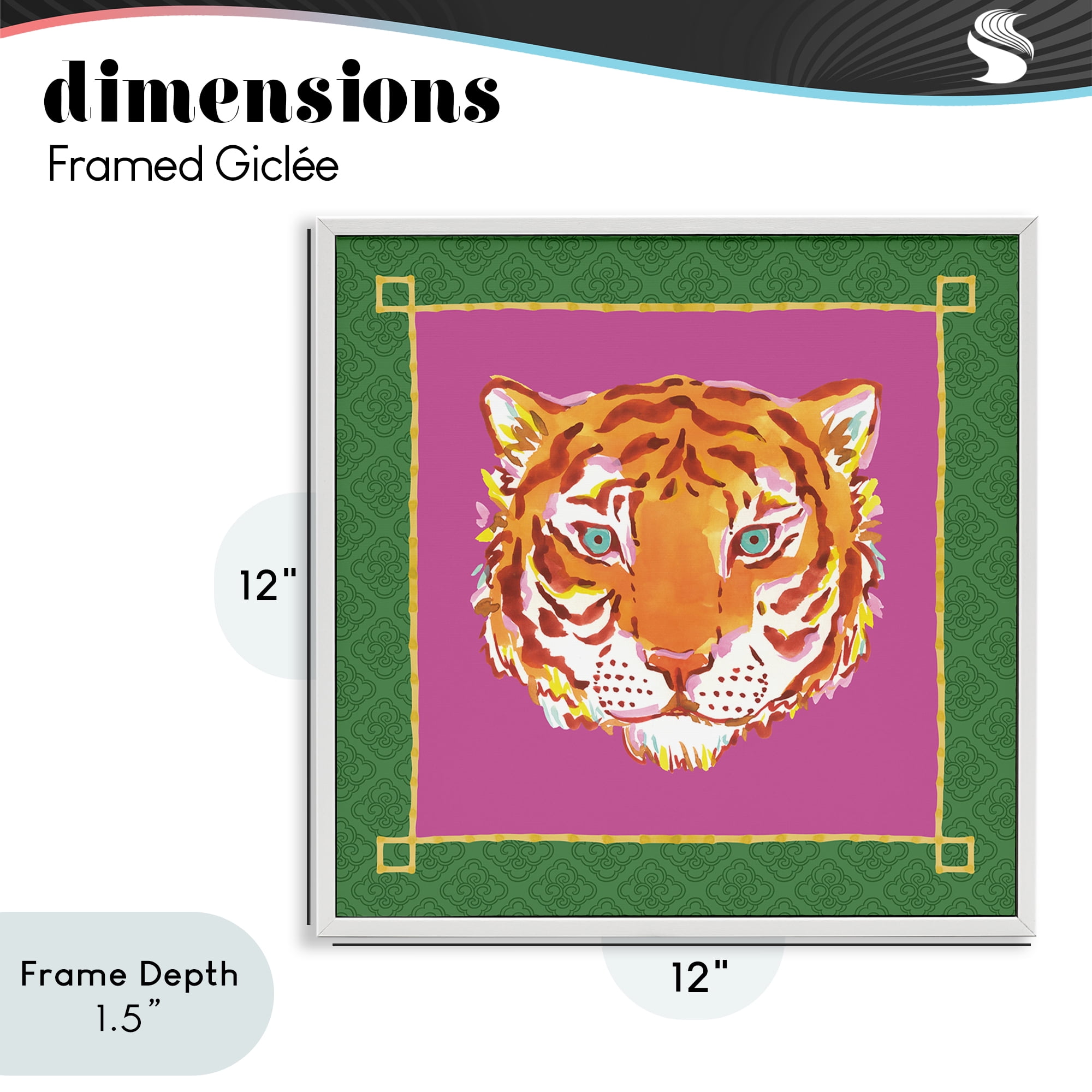 Stupell Industries Bordered Exotic Tiger Portrait White Framed Giclee Art, design by Karolina Sato