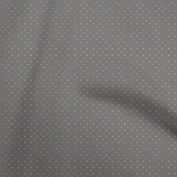 oneOone Polyester Spandex Gray Fabric Stars Sewing Craft Projects Fabric Prints By Yard 56 Inch Wide