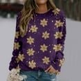 thumbnail image 2 of Bmisegm T-Shirt à Manches Longues pour Femmes, Imprimé, Décontracté, Violet m, 2 of 5