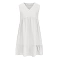 thumbnail image 6 of Admvng Womens Dress V Neck Pocket Sleeveless Tiered Ruffle Hem Casual Flowy Summer Dress, 6 of 7