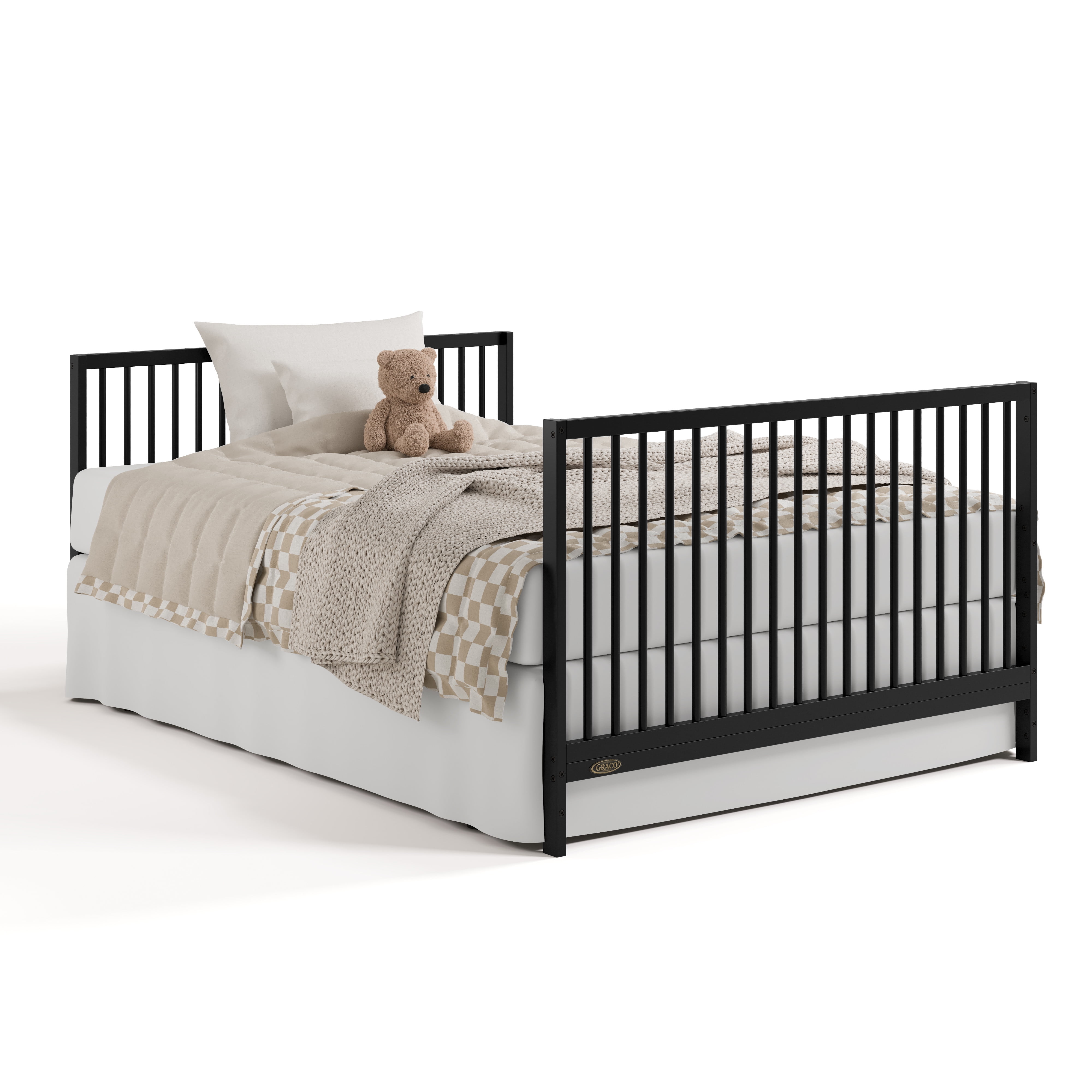 Graco Teddi 5-in-1 Convertible Baby Crib and Changer with Drawer, Black