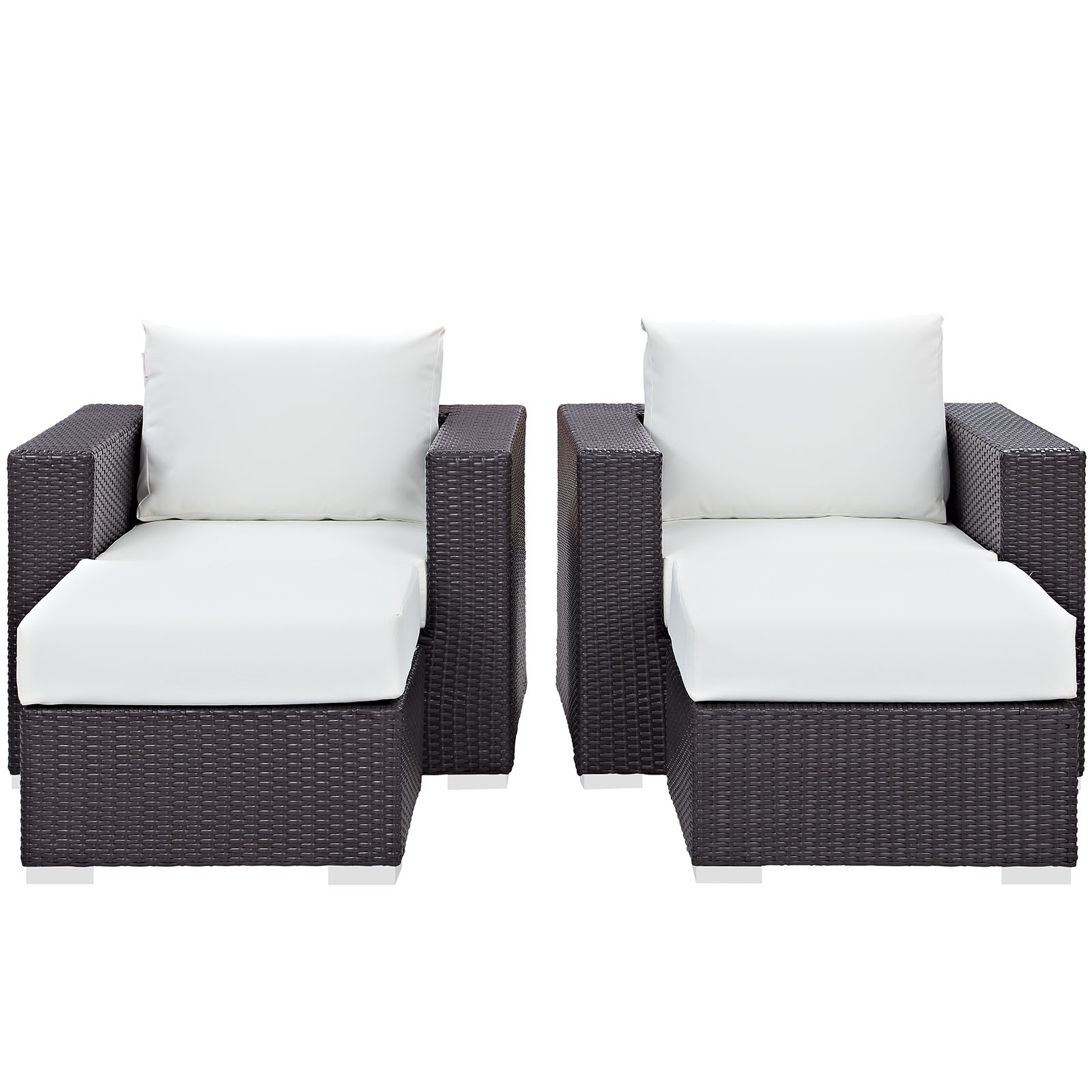 Modway Convene 4 Piece Outdoor Patio Sectional Set in Espresso White - image 4 of 6