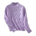 thumbnail image 3 of DuoJiaJ Women's Warm Sweaters Soft Knit Pullover Tops Knit Sweater 2025 Crewneck Knitwear Long Sleeve Sweater Teacher Sweater Purple L, 3 of 3