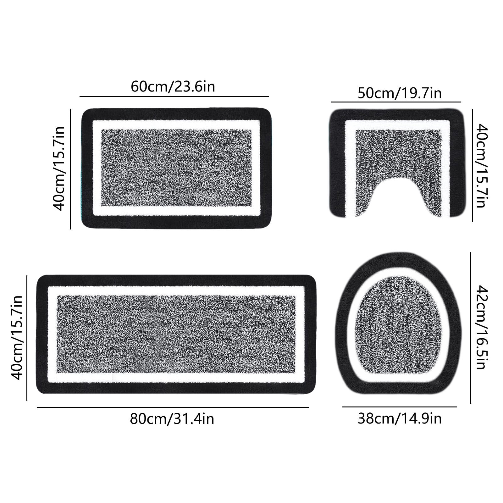 PALIFEUR Bathroom Rugs Sets, Non-Slip Bath Mat Set 4 Piece, Soft Comfortable Washable Bathroom Mat Set, Quicker Dry Bathroom Rug with Toilet Rug