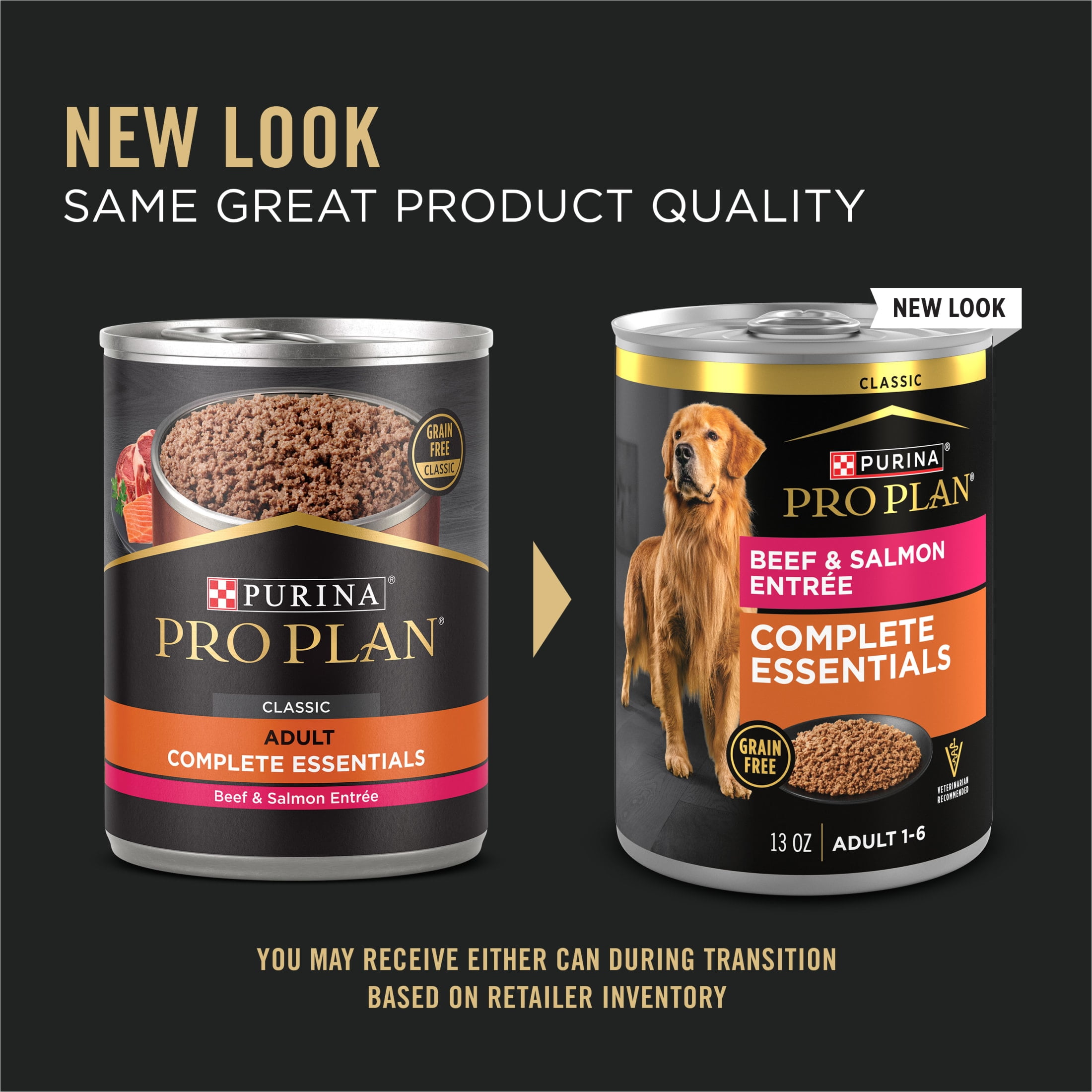 Purina Pro Plan Grain Free Wet Dog Food, Classic Beef and Salmon Entrée, 13 oz Can