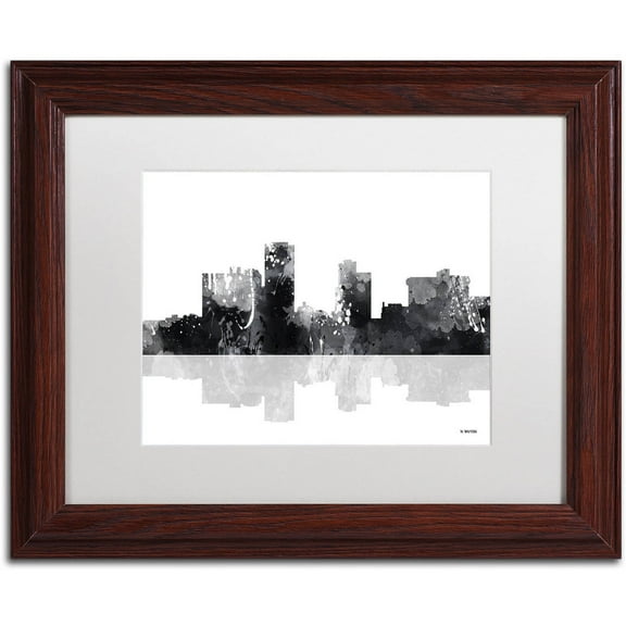 Trademark Fine Art "Little Rock Arkansas Skyline BG-1" Canvas Art by Marlene Watson, White Matte, Wood Frame
