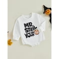 thumbnail image 3 of Suealasg Newborn Baby Boys Girls Halloween Sweatshirt Romper Long Sleeve Letter Print Bodysuit 3 6 12 18 Months Infant Halloween One Piece Clothes, 3 of 7