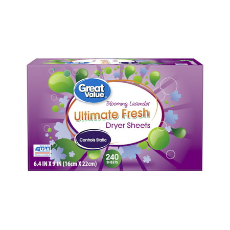 Great Value Ultimate Fresh Blooming Lavender Dryer Sheets, 240 (Best Laundry Dryer Sheets)